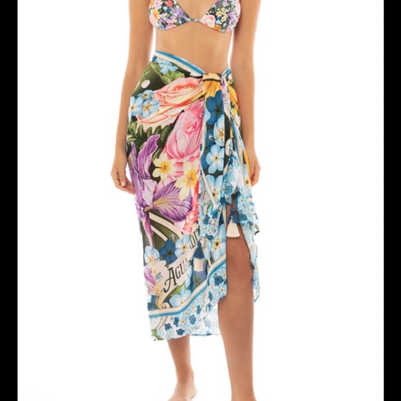 NWT Agua Bendita return to the roots sarong coverup in marine dreamin one size - Picture 3 of 10